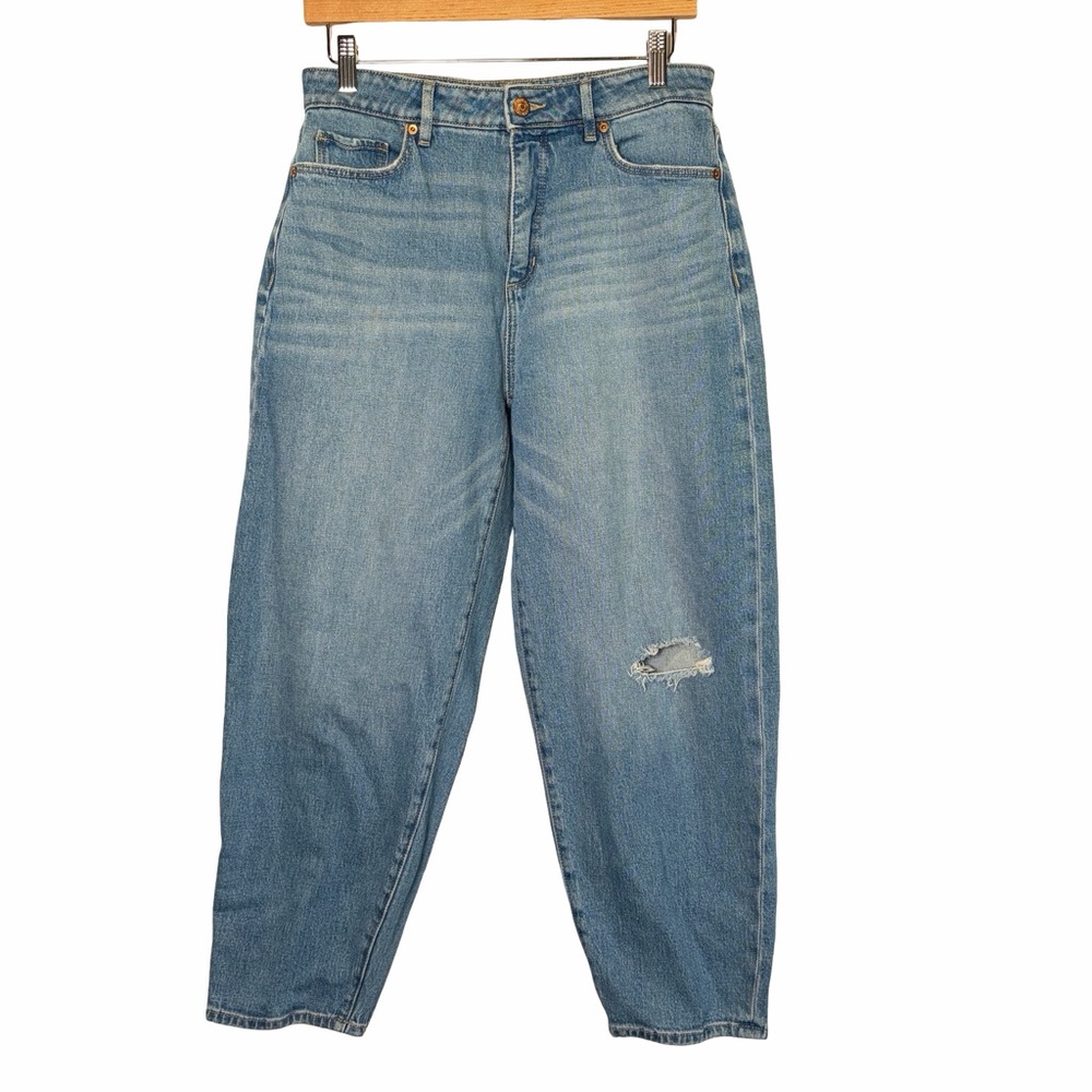 LOFT Curvy High Rise Barrel Jeans In Light Mid Indigo, Size US 4/27